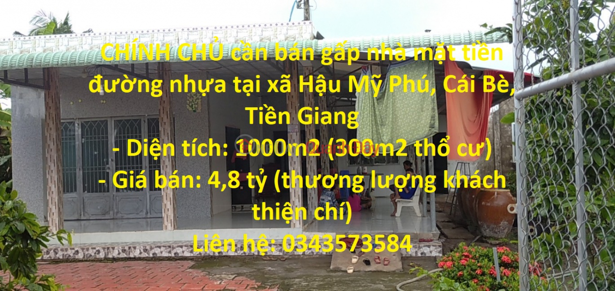 The owner urgently needs to sell the house with asphalt frontage in Hau My Phu, Cai Be, Tien Giang Sales Listings