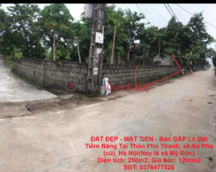 ĐẤT ĐẸP - MẶT TIỀN - Bán GẤP Lô Đất Tiềm Năng Tại Thôn Phú Thanh, xã An Phú (cũ),Hà Nội Niêm yết bán