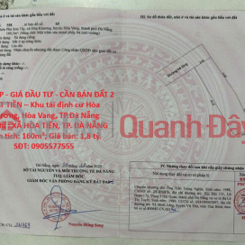 ĐẤT ĐẸP - GIÁ ĐẦU TƯ - CẦN BÁN ĐẤT 2 MẶT TIỀN – Khu tái định cư Hòa Khương, Hòa Vang, TP.Đà Nẵng _0