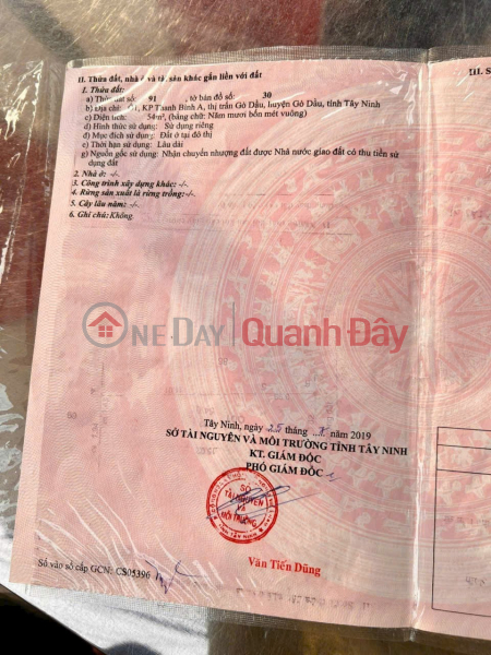 HOT DEAL! RESIDENTIAL LAND FOR SALE IN THE CENTER OF GO DAU TOWN, TAY NINH - PRICE ONLY 420 MILLION VND, Vietnam Sales, đ 420 Million