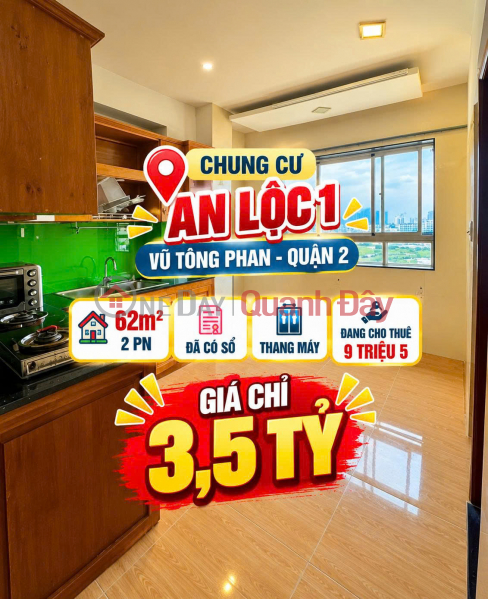 Apartment for sale in An Loc 1, District 2, 62m2 - 2 bedrooms, with title deed, rental income 9.5 million VND\\/month, price 3.5 billion VND. Sales Listings
