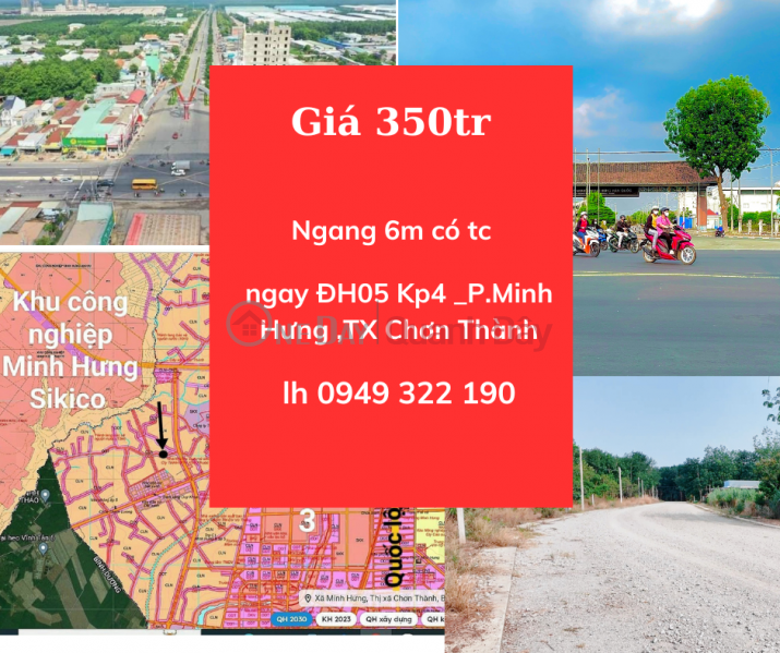 Cut loss of 55% of land in Minh Hung, Chon Thanh, area 12x50x100tc Sales Listings