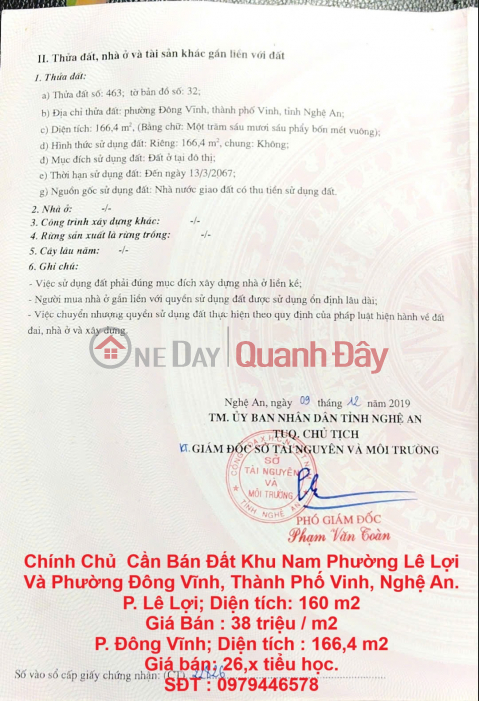 Chính Chủ Cần Bán Đất Khu Nam Phường Lê Lợi Và Phường Đông Vĩnh, Thành Phố Vinh, Nghệ An. _0