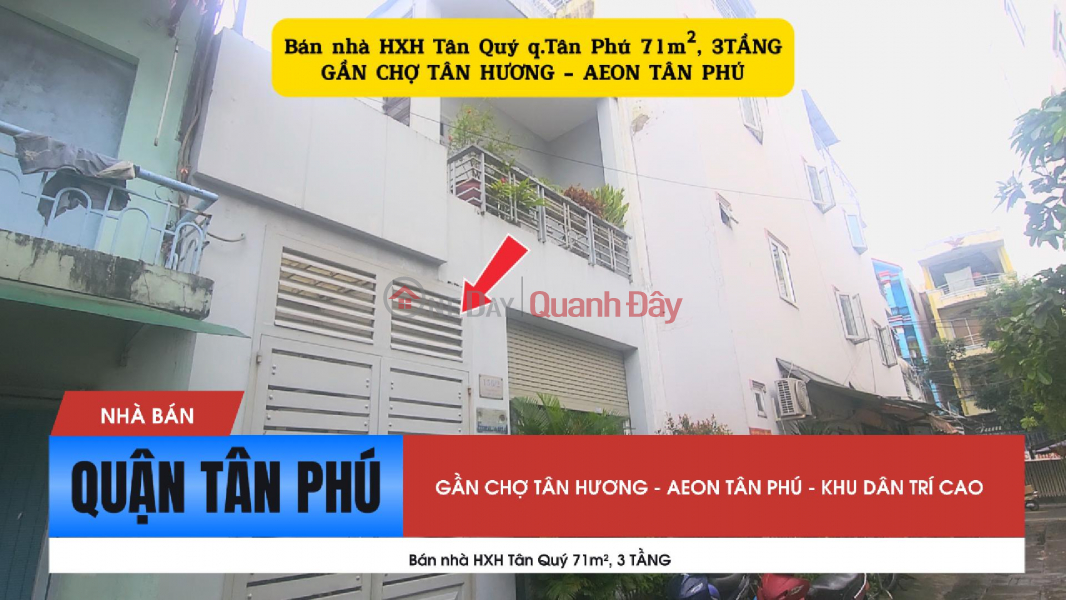 House for sale in Tan Quy Ward, Tan Phu District, 71m², 3 FLOORS, 7.85 Billion - NEAR TAN HUONG MARKET Sales Listings