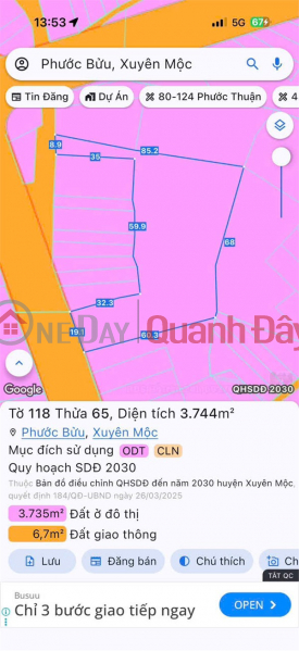 đ 15,6 tỷ ĐẦU TƯ SINH LỜI - Chính Chủ Bán Lô Đất Mặt Tiền Đường Huỳnh Minh Thạnh, TT Phước Bửu, Xuyên Mộc BRVT