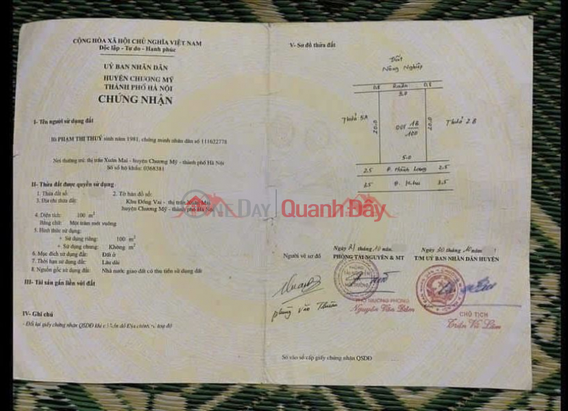 đ 3,7 tỷ CHÍNH CHỦ CẦN BÁN NHÀ 2 TẦNG D/T:100M TẠI ĐỒNG VAI-TT XUÂN MAI-CHƯƠNG MỸ-HÀ NỘI