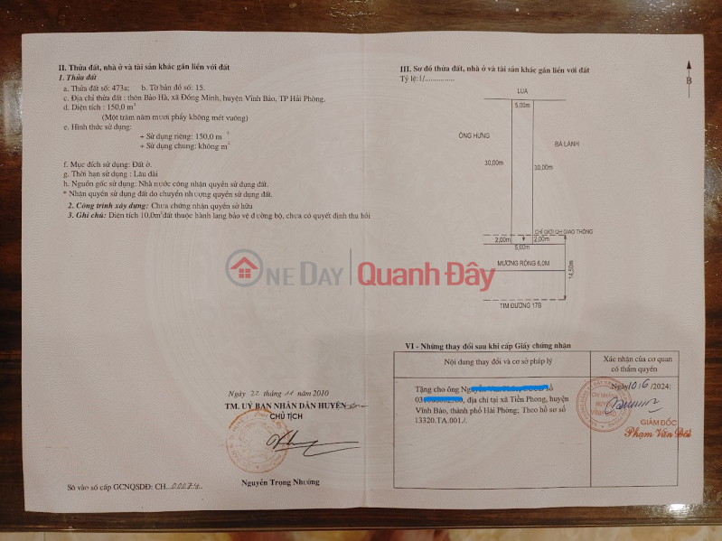 Property Search Vietnam | OneDay | Residential Sales Listings | Land and House for Sale in the Center of Cong Hien Town – Vinh Bao – Hai Phong.