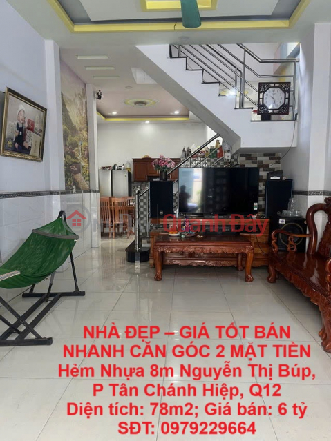 BEAUTIFUL HOUSE - GOOD PRICE FOR QUICK SALE CORNER UNIT WITH 2 FRONTS, 8m wide Alley, Nguyen Thi Bup, Tan Chanh Hiep Ward, District 12 _0