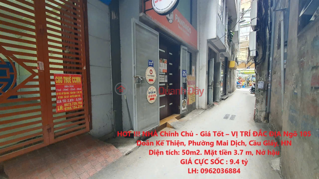 HOT !!! OWNER'S HOUSE - Good Price - PRIME LOCATION Alley 105 Doan Ke Thien, Mai Dich Ward, Cau Giay, Hanoi Sales Listings