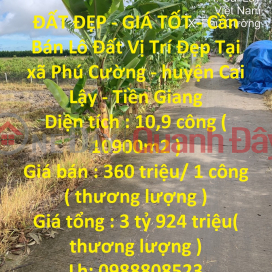 ĐẤT ĐẸP - GIÁ TỐT - Cần Bán Lô Đất Vị Trí Đẹp Tại xã Phú Cường - huyện Cai Lậy - Tiền Giang _0