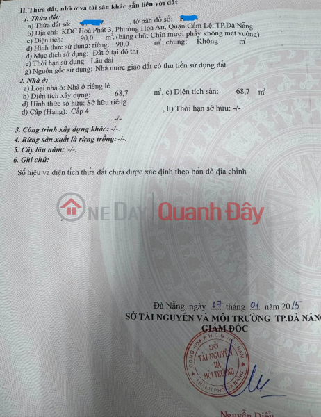 CHÀO BÁN NHÀ MẶT TIỀN ĐƯỜNG NGUYỄN THUẬT – HOÀ AN Niêm yết bán
