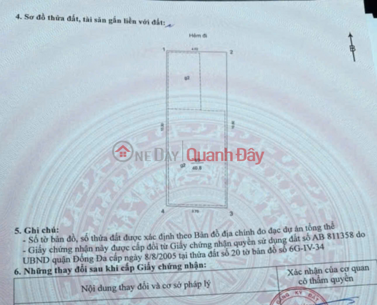 đ 7.3 Billion Selling a beautiful 41m2 plot of land in the heart of Dong Da district - Just over 7 billion VND, no other plot like this available.