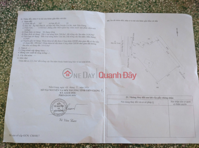 Property Search Vietnam | OneDay | Khu dân cư Niêm yết bán CHÍNH CHỦ cần bán gấp nhà mặt tiền đường nhựa tại xã Hậu Mỹ Phú, Cái Bè, Tiền Giang