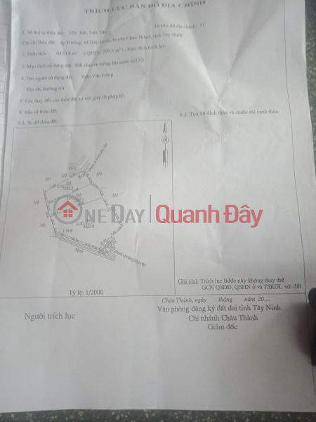 Property Search Vietnam | OneDay | Nhà ở | Niêm yết bán, CHÍNH CHỦ BÁN GẤP Lô Đất Mặt Tiền Vị Trí Đẹp Tại Ấp Bình Lợi, Xã Hảo Đước, Châu Thành - Tây Ninh