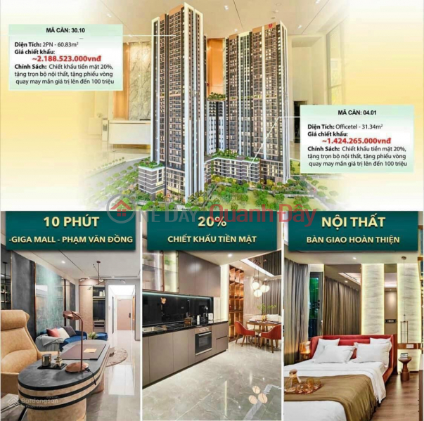 Property Search Vietnam | OneDay | Nhà ở | Niêm yết bán | SIÊU SIÊU RẺ! căn hộ Picity Sky Park Phạm Văn Đồng, 1PN1WC Giá chỉ tù 1,5 tỷ bàn giao full NT