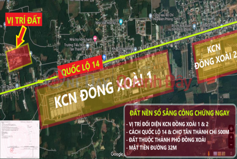 Selling land lot with 32m asphalt road frontage, Notarized book immediately, Land in Dong Xoai City. _0