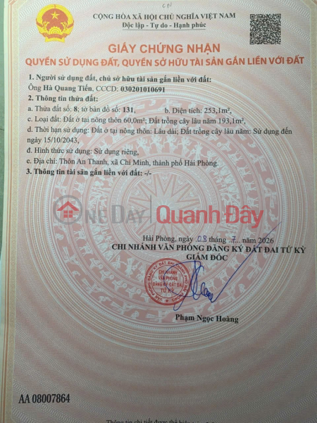 Property Search Vietnam | OneDay | Nhà ở Niêm yết bán, ĐẦU TƯ LÀ SINH LỜI - ĐẤT CHÍNH CHỦ Vị Trí An Thanh - Chí Minh - Hải Phòng ( Tứ Kỳ Hải Dương cũ )