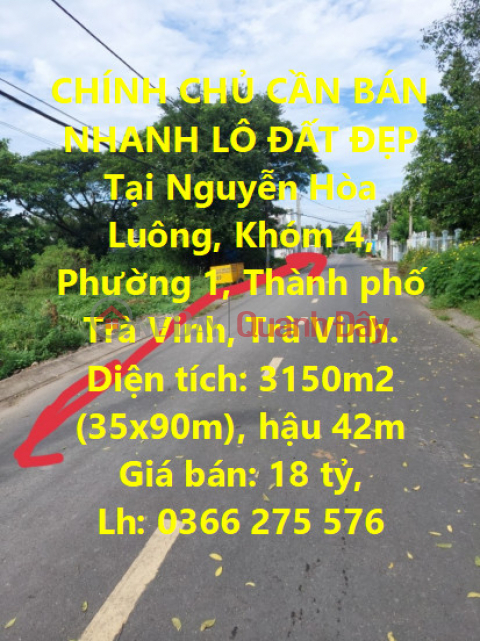 CHÍNH CHỦ CẦN BÁN NHANH LÔ ĐẤT ĐẸP Tại Phường 1, Thành Phố Trà Vinh _0