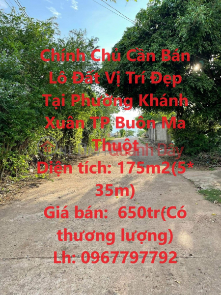 The owner needs to sell a plot of land with a beautiful location in Khanh Xuan Ward, Buon Ma Thuot City Sales Listings