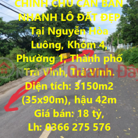 OWNER NEEDS TO SELL BEAUTIFUL LOT OF LAND QUICKLY IN Ward 1, Tra Vinh City _0