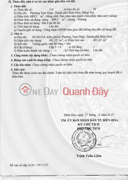 Bán nhanh đất Phường Tam Hiệp - Thành Phố Biên Hòa - Tỉnh Đồng Nai đang cho thuê hơn 20 Triệu 1 tháng Niêm yết bán