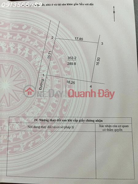 đ 17,5 tỷ Đất thổ cư tổ 9 thị trấn Quang Minh Mê Linh HN, mặt tiền 16m nở hậu sâu 18m đường ôtô 4m