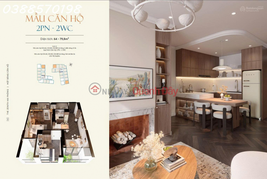 Bán căn hộ 2PN, 2WC, 66m2 tại The Zenith Hải Phòng, giá 2,3 tỷ, Việt Nam Bán đ 2,3 tỷ