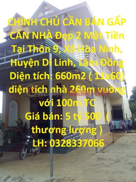 CHÍNH CHỦ CẦN BÁN GẤP CĂN NHÀ Đẹp 2 Mặt Tiền Tại Xã Hòa Ninh, Huyện Di Linh, Lâm Đồng _0