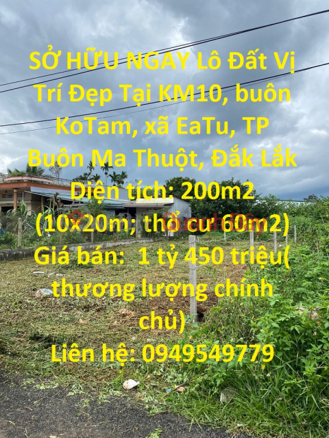 OWN A Plot Of Land With A Nice Location In KoTam Buon, Ea Tu Commune - VERY FLOW PRICE _0