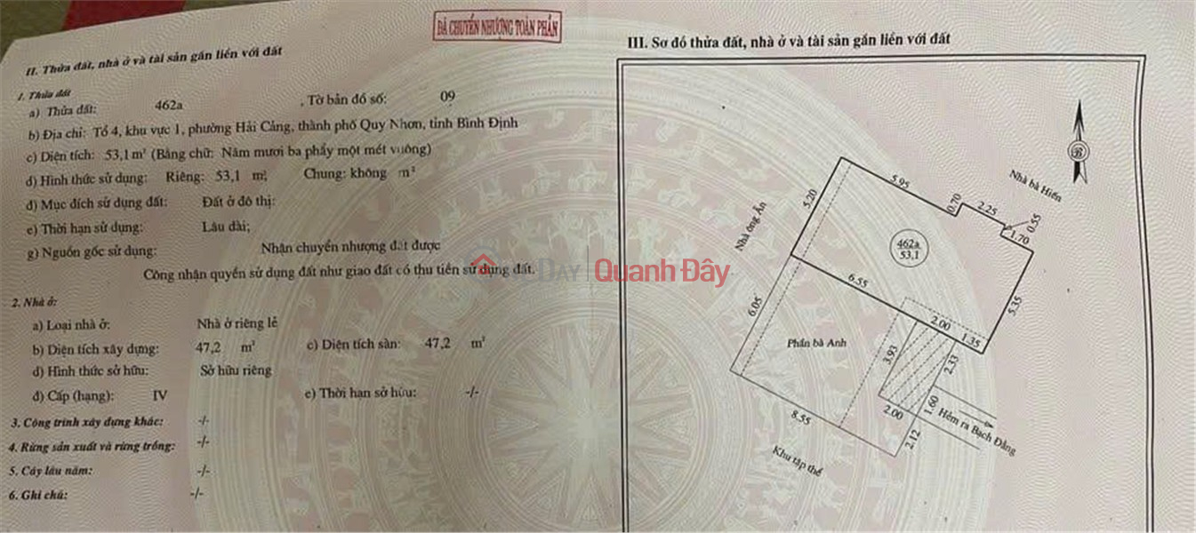 Property Search Vietnam | OneDay | Nhà ở | Niêm yết bán | HOT HOT–CHÍNH CHỦ CẦN BÁN NHÀ TẠI 205/10B bạch đằng ,P. Hải Cảng, TP. Quy Nhơn, Bình Định