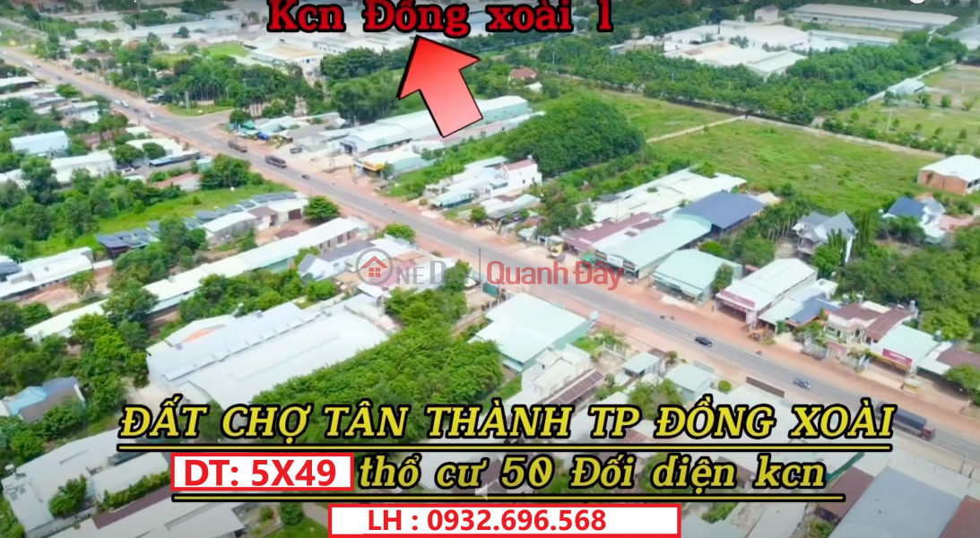 Property Search Vietnam | OneDay | , Niêm yết bán, Đất Ngay chợ Tân Thành Đối diện KCN Đồng Xoài 1 MT QL14 Giá thủng đấy