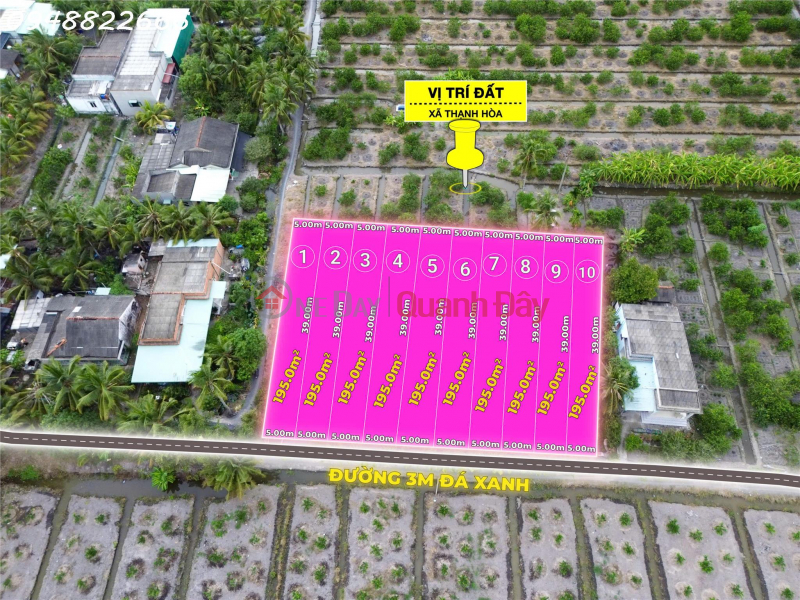 A prime property - Beautiful residential land for sale in Hamlet 5, Thanh Hoa, Ben Luc, area 195m2, ideal for investment. Sales Listings