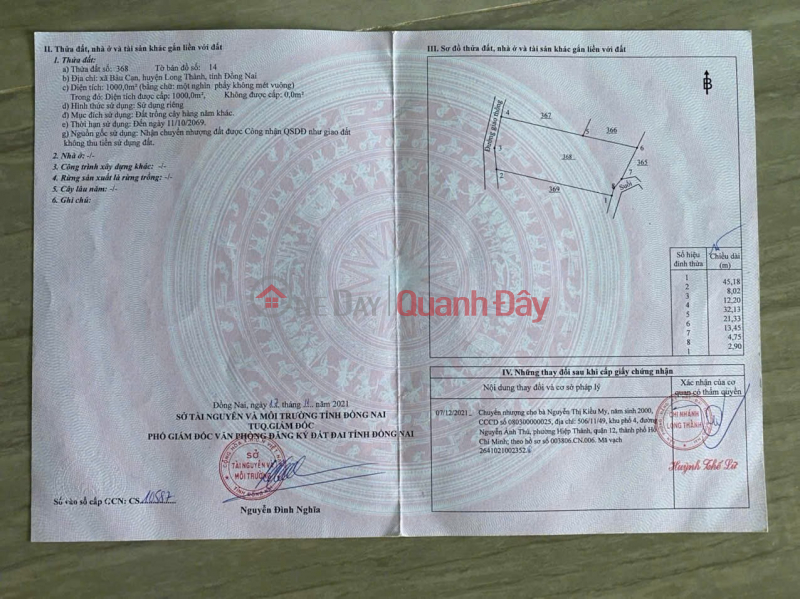 LAND LOT IN GOOD LOCATION - GOOD PRICE in Bau Can commune, Long Thanh district, Dong Nai province Sales Listings