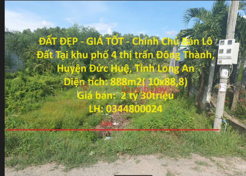 ĐẤT ĐẸP - GIÁ TỐT - Chính Chủ Bán Lô Đất Tại Huyện Đức Huệ Tỉnh Long An Niêm yết bán