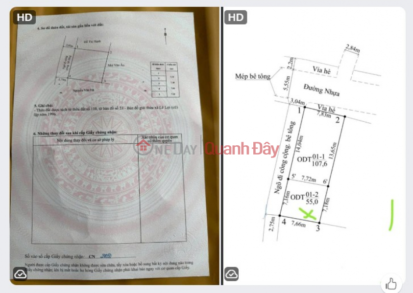 đ 1.29 Billion, Land for sale by owner - 55m2 plot in Luong Qui - Wide frontage, near An Duong and Trang Due Industrial Parks.