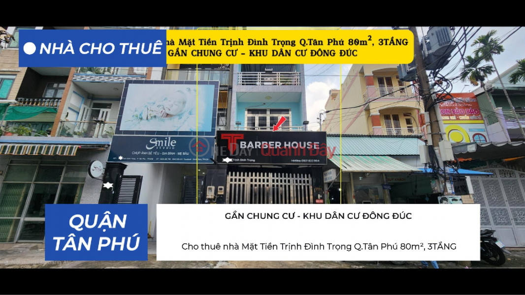 Cho thuê nhà Mặt Tiền Trịnh Đình Trọng Q.Tân Phú 80m²,3TẦNG - GẦN CHUNG CƯ Niêm yết cho thuê