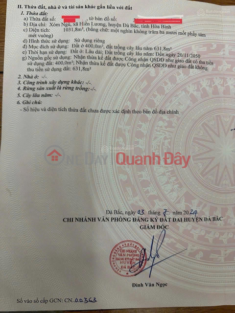 Đất bán tại ĐT 433, 1,1 tỷ, 1031 m2, huyện Đà Bắc, Hòa Bình _0