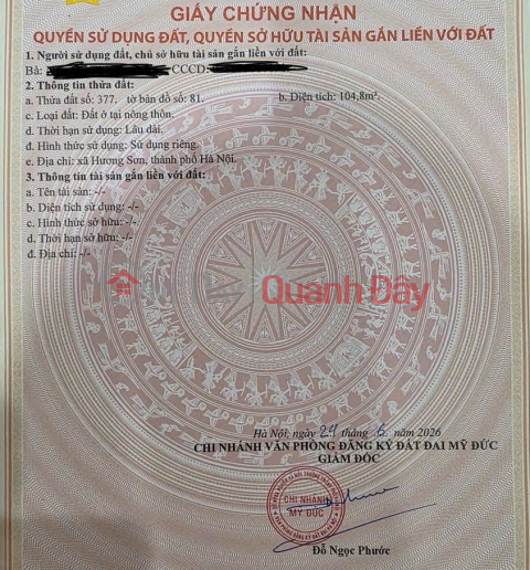 HOT HOT SỞ HỮU NGAY LÔ ĐẤT VỊ TRÍ ĐẮC ĐỊA TẠI huyện Mỹ Đức, TP Hà Nội _0