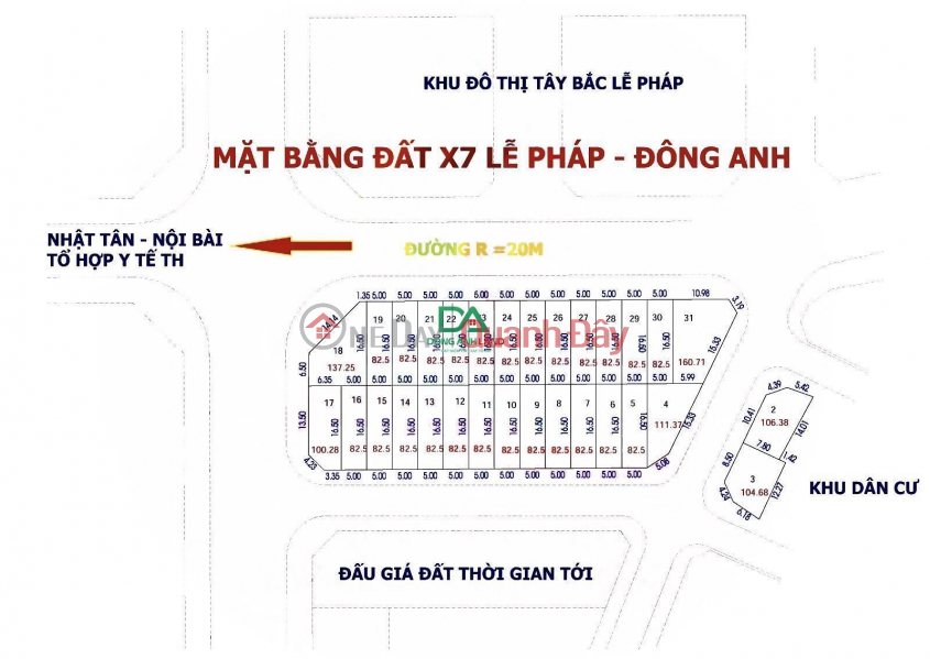 đ 5,6 tỷ Bán đất đấu giá X7 Lễ Pháp - Tiên Dương - Đông Anh