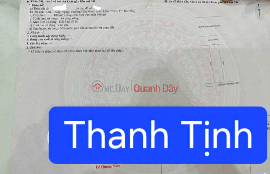 Bán đất đường 10,5m Thanh Tịnh - Gần bên xe TTTP Việt Nam Bán đ 7,25 tỷ