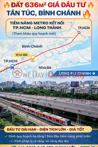đ 1,9 tỷ ĐẤT 636m² TÂN TÚC – BÌNH CHÁNH DIỆN TÍCH LỚN TIỀM NĂNG HẠ TẦNG