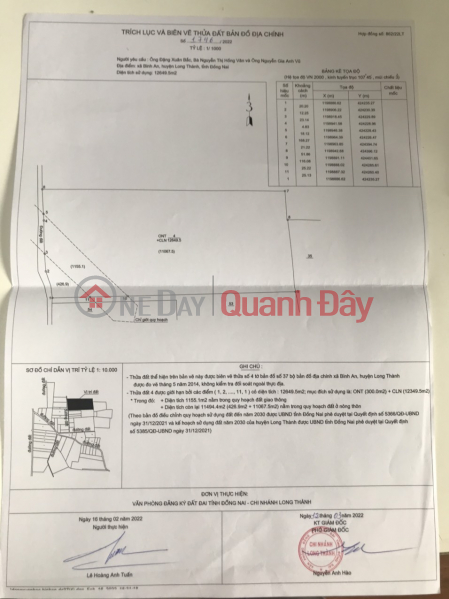 Property Search Vietnam | OneDay | Nhà ở | Niêm yết bán | Bán đất xã Bình An Long Thành 12,650m2 giá 4,95tr/m2