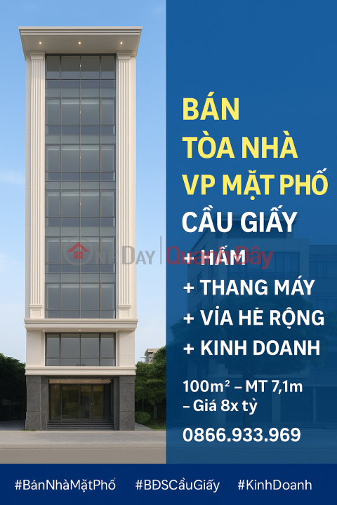 URGENT SALE OF OFFICE BUILDING ON CAU GIAY CENTER STREET – 10 FLOORS + BASEMENT – WIDE SIDEWALK – FOR BUSINESS. _0