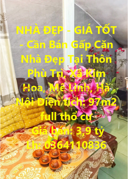 BEAUTIFUL HOUSE - GOOD PRICE - Urgent Sale Beautiful House In Phu Tri Village, Kim Hoa Commune, Me Linh, Hanoi Sales Listings