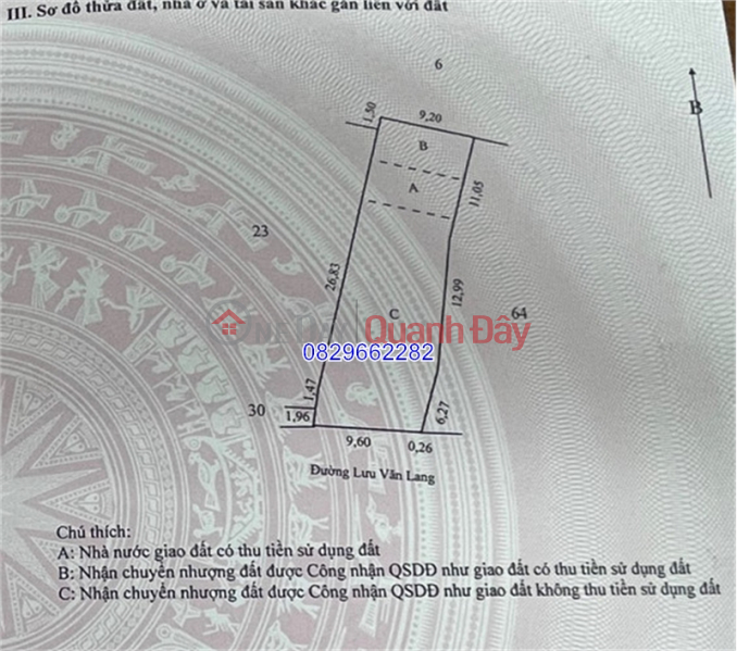 Bán đất thổ cư P.2 TP Sa Đéc, Lưu Văn Lang 243m2 Sổ Hồng hướng Nam. Giá 2.65 tỷ. Niêm yết bán