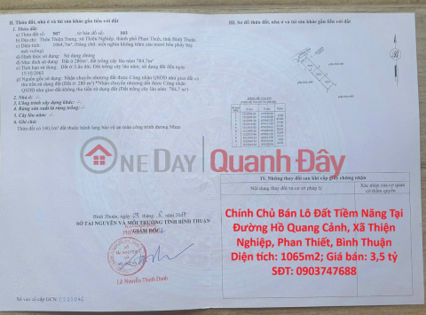 ĐẤT ĐẸP - GIÁ TỐT - Bán GẤP Lô Đất Tiềm Năng Tại Đường Hồ Quang Cảnh, Xã Thiện Nghiệp, Phan Thiết, Bình Thuận _0