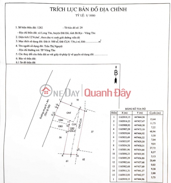 CHÍNH CHỦ CẦN BÁN LÔ ĐẤT Mặt Đường Tỉnh 765 Xã Long Tân, Huyện Đất Đỏ, Tỉnh Bà Rịa - Vũng Tàu. Niêm yết bán