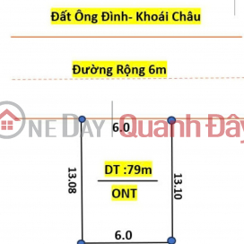 Land for sale in Ong Dinh Khoai Chau, area 80m, frontage 6m, road in front of land 6m, investment price _0