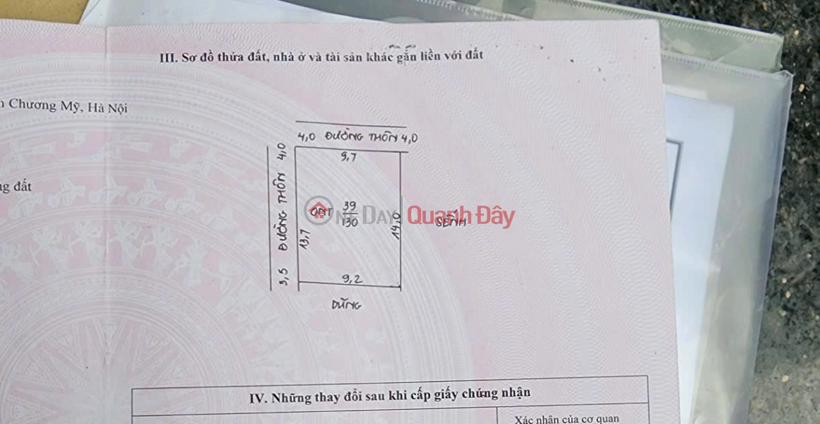 đ 5,59 tỷ BÁN ĐẤT TRƯỜNG YÊN, CHƯƠNG MỸ- 130M- LÔ GÓC- ÔTÔ ĐỖ - 5.X TỶ- SỔ ĐỎ CHÍNH CHỦ- 0987302011