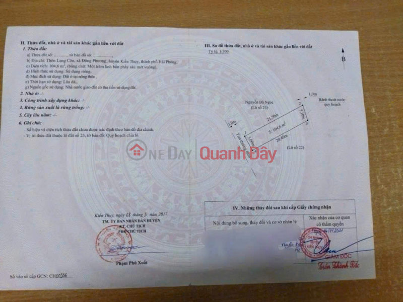 1.8x billion – 104.6m2 Lang Con Dong Phuong Kien Thuy Zalo 0567222555 Sales Listings